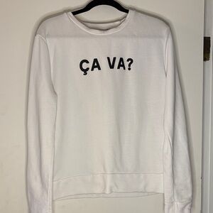 French Connection White 'Ça Va?' Crewneck